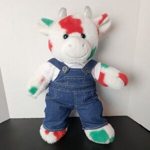 Build A Bear 2022 Christmas Cow Plush Mooing Voice Box Red Green